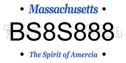 BS8S888 Massachusetts License Plate