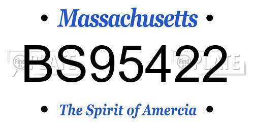 BS95422 Massachusetts License Plate