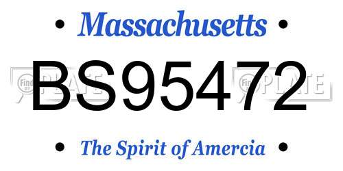BS95472 Massachusetts License Plate