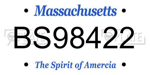 BS98422 Massachusetts License Plate