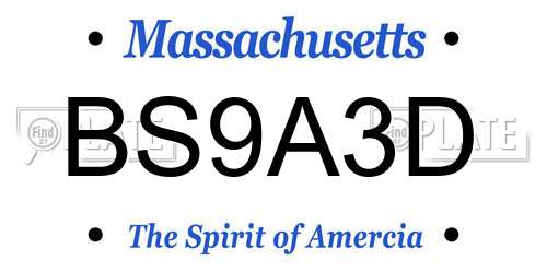 BS9A3D Massachusetts License Plate