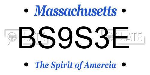 BS9S3E Massachusetts License Plate
