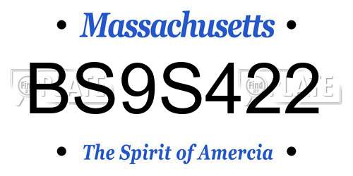 BS9S422 Massachusetts License Plate