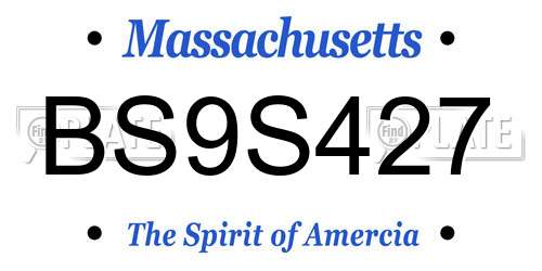 BS9S427 Massachusetts License Plate