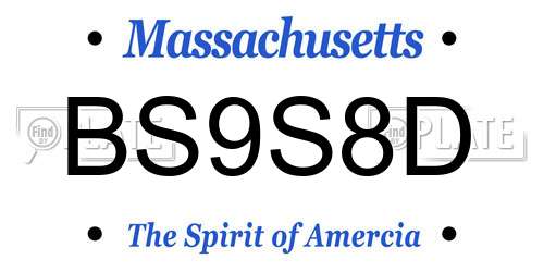 BS9S8D Massachusetts License Plate