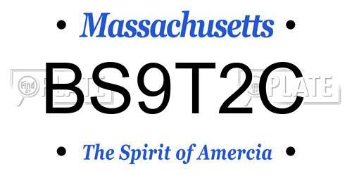 BS9T2C Massachusetts License Plate
