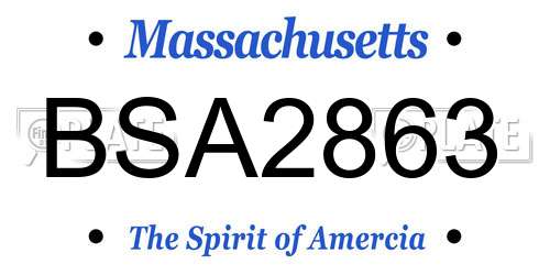 BSA2863 Massachusetts License Plate