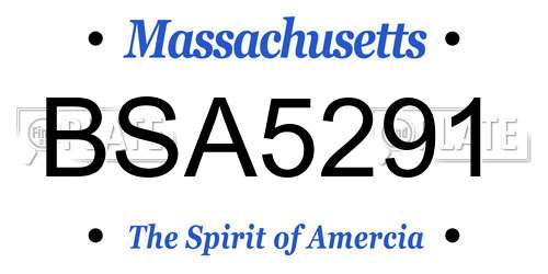 BSA5291 Massachusetts License Plate