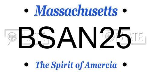 BSAN25 Massachusetts License Plate