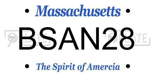 BSAN28 Massachusetts License Plate