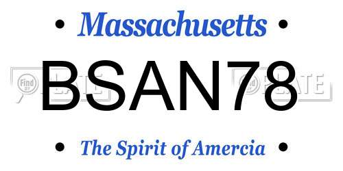 BSAN78 Massachusetts License Plate