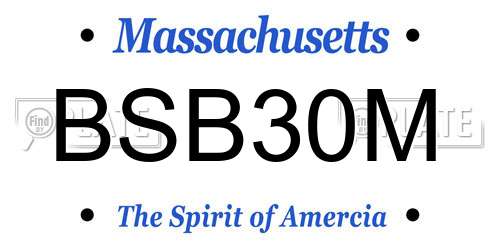 BSB30M Massachusetts License Plate