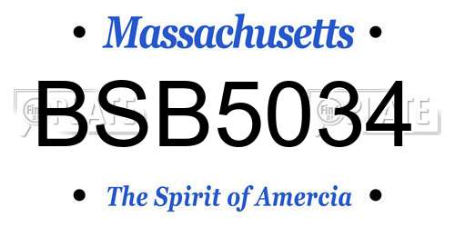 BSB5034 Massachusetts License Plate