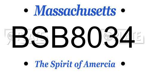 BSB8034 Massachusetts License Plate