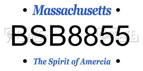 BSB8855 Massachusetts License Plate