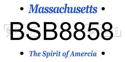 BSB8858 Massachusetts License Plate