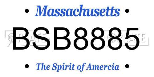 BSB8885 Massachusetts License Plate