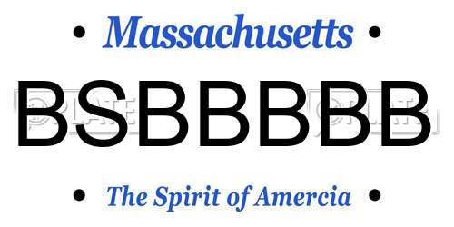 BSBBBBB Massachusetts License Plate