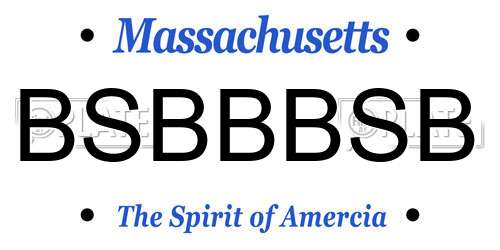 BSBBBSB Massachusetts License Plate