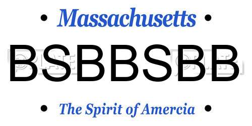 BSBBSBB Massachusetts License Plate