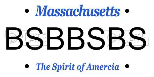 BSBBSBS Massachusetts License Plate
