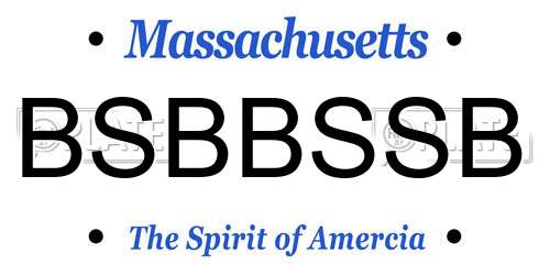 BSBBSSB Massachusetts License Plate