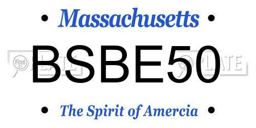 BSBE50 Massachusetts License Plate