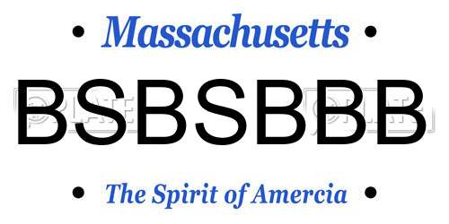 BSBSBBB Massachusetts License Plate