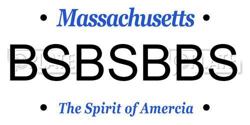 BSBSBBS Massachusetts License Plate