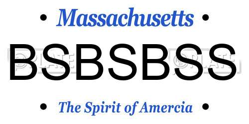 BSBSBSS Massachusetts License Plate
