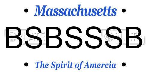 BSBSSSB Massachusetts License Plate