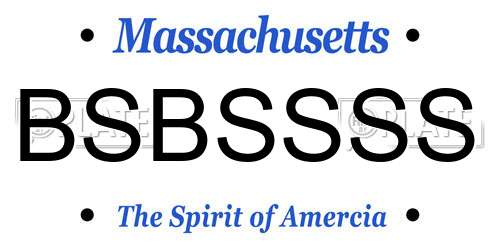 BSBSSSS Massachusetts License Plate