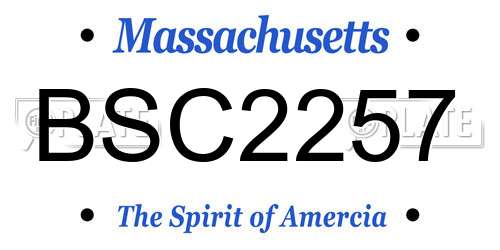 BSC2257 Massachusetts License Plate