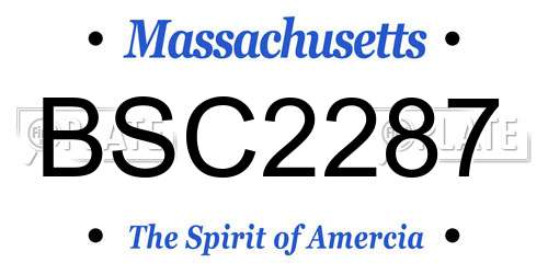 BSC2287 Massachusetts License Plate