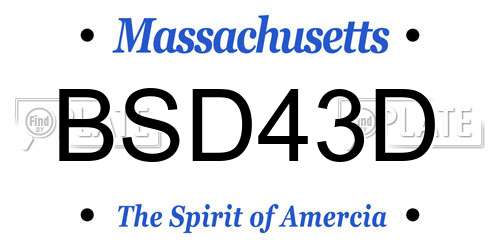 BSD43D Massachusetts License Plate