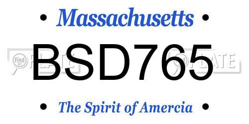 BSD765 Massachusetts License Plate