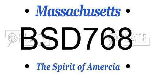 BSD768 Massachusetts License Plate