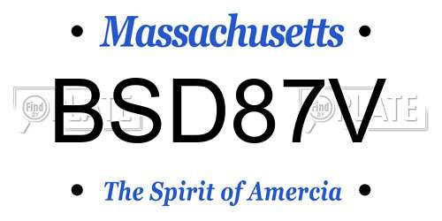 BSD87V Massachusetts License Plate