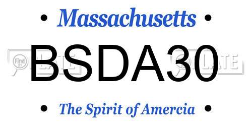 BSDA30 Massachusetts License Plate
