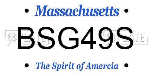 BSG49S Massachusetts License Plate