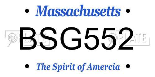 BSG552 Massachusetts License Plate