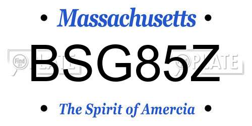 BSG85Z Massachusetts License Plate