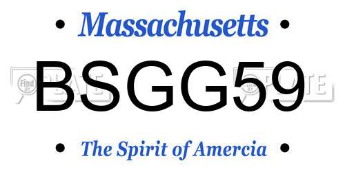 BSGG59 Massachusetts License Plate