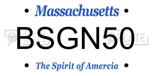 BSGN50 Massachusetts License Plate