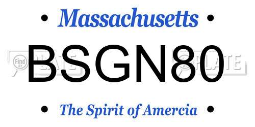 BSGN80 Massachusetts License Plate