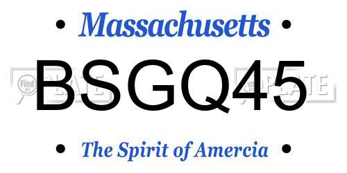 BSGQ45 Massachusetts License Plate