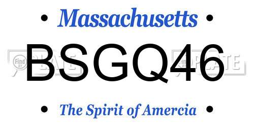BSGQ46 Massachusetts License Plate