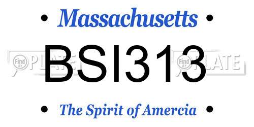 BSI313 Massachusetts License Plate