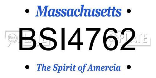 BSI4762 Massachusetts License Plate