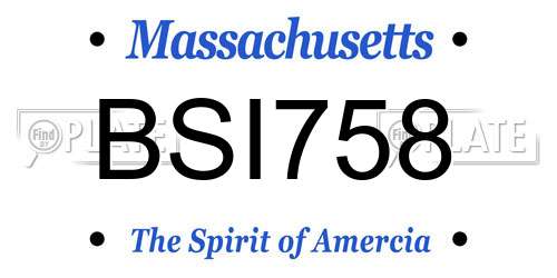 BSI758 Massachusetts License Plate